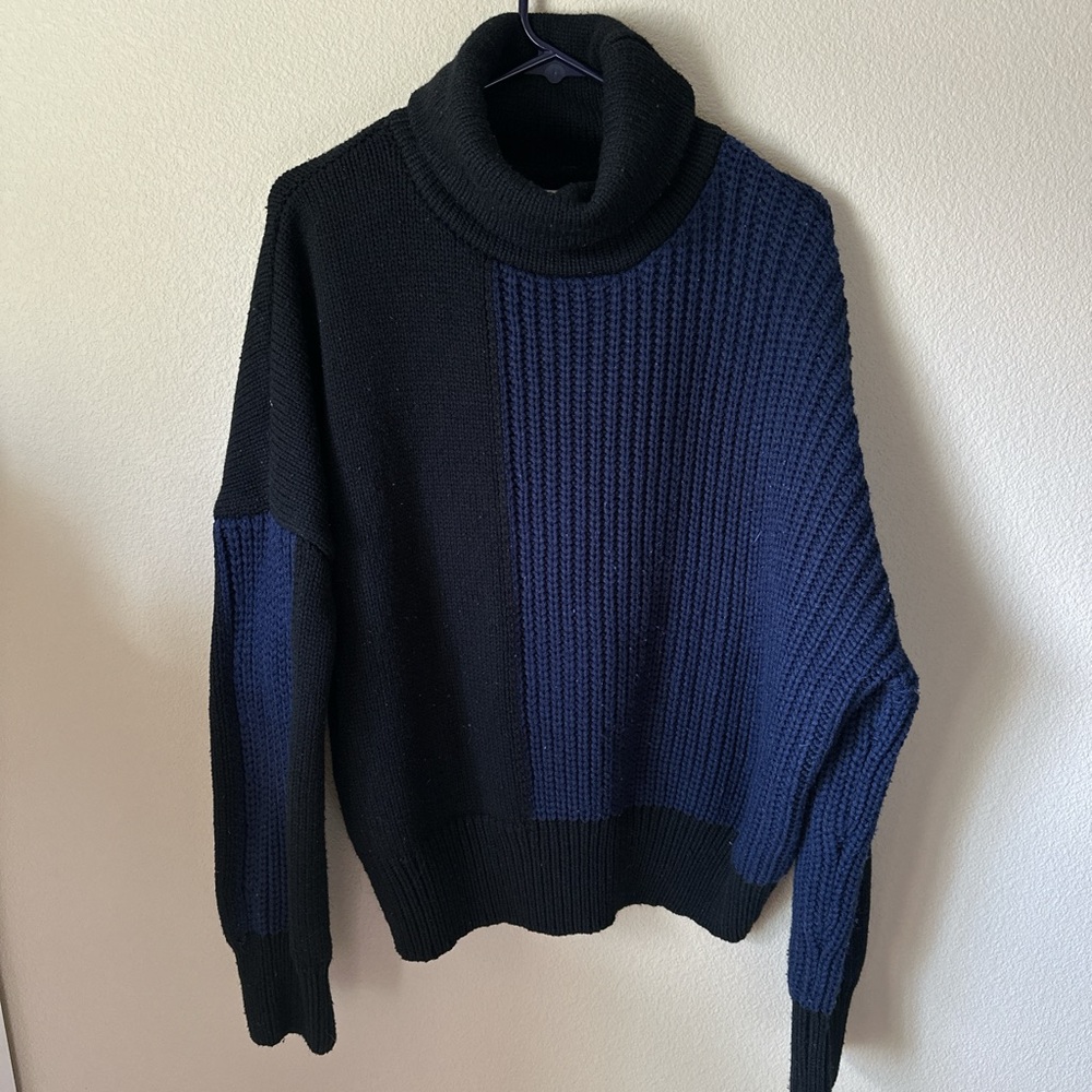 Topshop Black and Blue Turtleneck Sweater